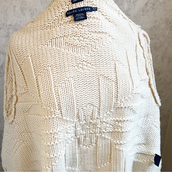 Ralph Lauren Sun Valley Shawl Collar Cardigan Sweater Toggle Cream XS/S Handknit - Picture 7 of 9